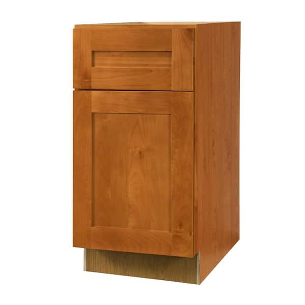 Home Decorators Collection Hargrove Cinnamon Stain Plywood Shaker Assembled Base Kitchen Cabinet Soft Close Left 21 in W x 24 in D x 34.5 in H