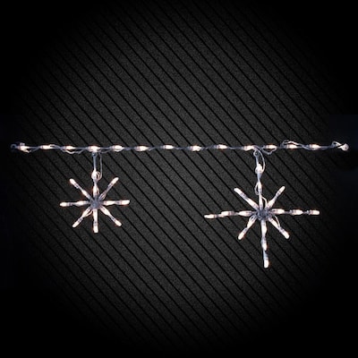 48 in. 50-Count Classic White Christmas Roofline Decor LED Snowflake Artisticks (Set of 2)