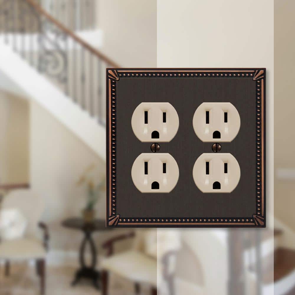 Aged Bronze Double Duplex Metal Wall Plate