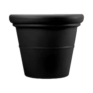 17.5 in. L x 17.5 in. W x 14 in. H Black Plastic Terrazzo Round House Planter Pot with Heavy Rim