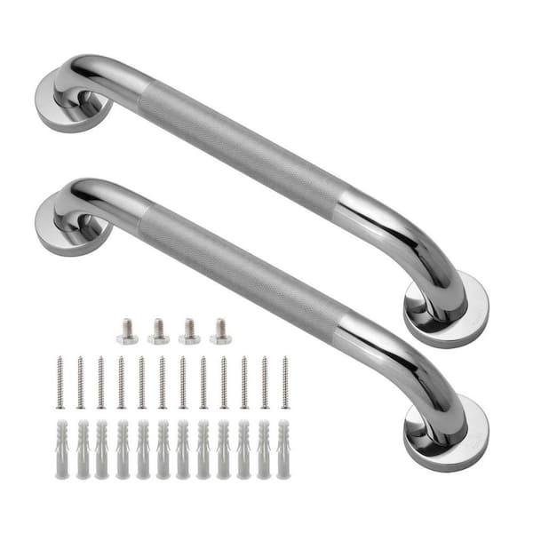 16 in. x 1.25 in. Concealed Screw Bathroom Grab/Assist Bar in Stainless Steel for Shower Safety Bar Handle 2-Pack
