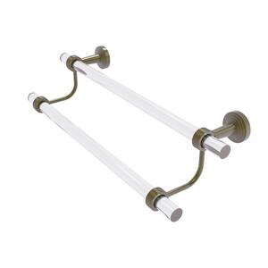 Pacific Beach Collection 18 in. Wall Mounted Double Towel Bar with Groovy Accents in Antique Brass