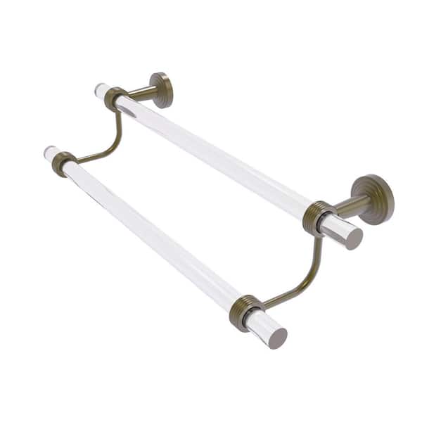 Allied Brass Pacific Beach Collection 18 in. Wall Mounted Double Towel Bar with Groovy Accents in Antique Brass