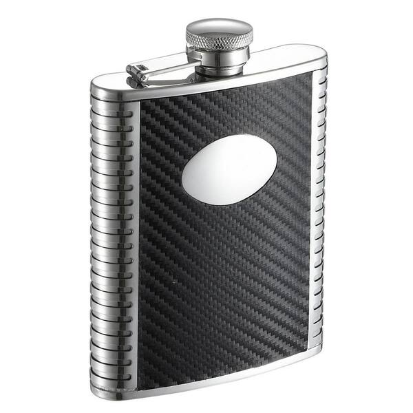 Visol 6 oz. Carbon Fiber Patterned Leather Flask