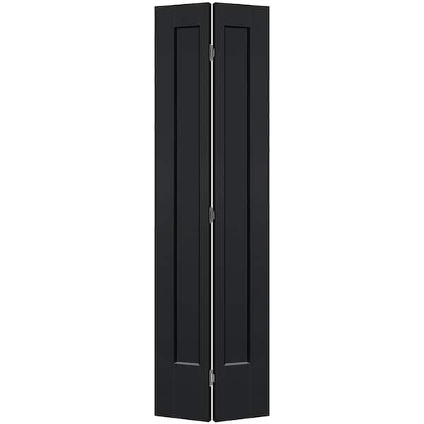 24 in. x 80 in. 1-Panel Lincoln Park Hollow Core Jet Black Molded Composite Bi-Fold Door