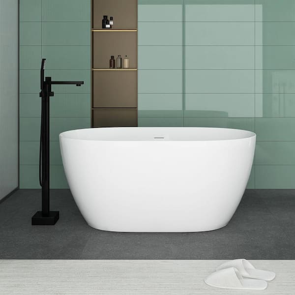 JimsMaison 55 in. x 28 in. Soaking Bathtub with Integrated Slotted ...