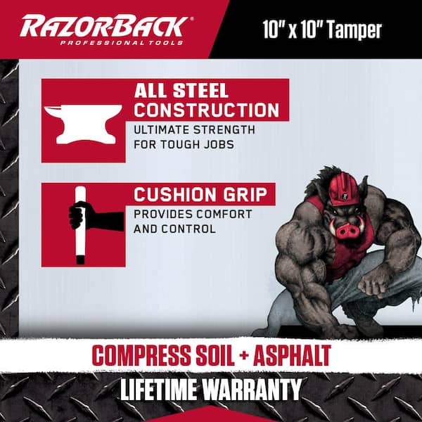 Razor-Back 10 in. x 10 in. Steel Tamper 30005 - The Home Depot