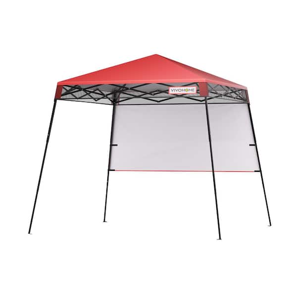 VIVOHOME 8 ft. x 8 ft. Red Outdoor Pop-Up Canopy Tent with Central Lock Design, Slant Legs, Backpack