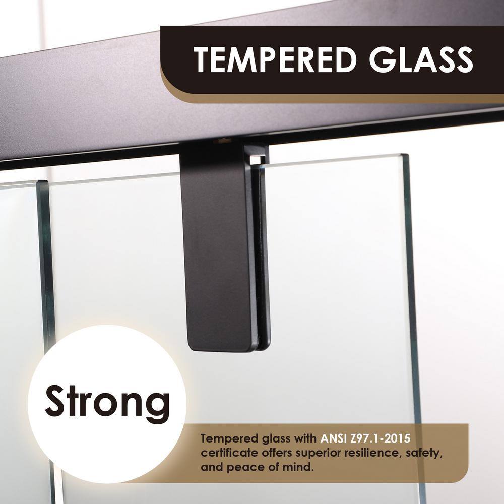 Caspar 60" Matte Black Clear Glass Frameless Tub Door