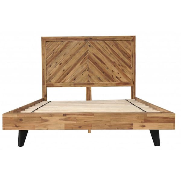 HomeRoots Shelly Natural King Bed with Slat Headboard