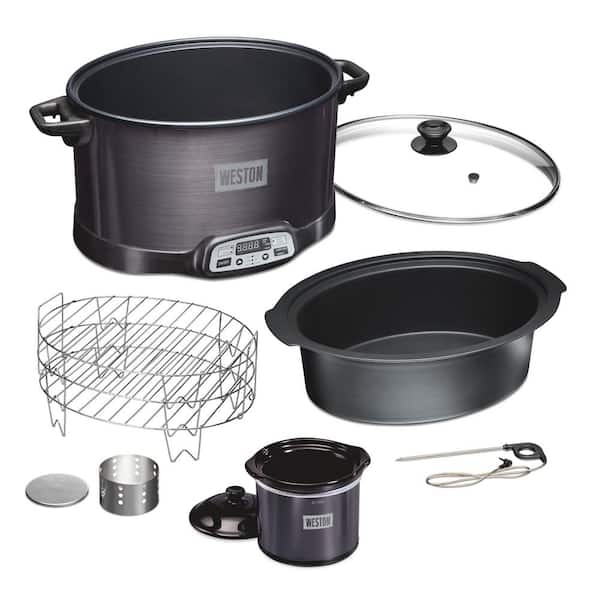 6 qt. Black Slow Cooker and Indoor Smoker with Party Dipper