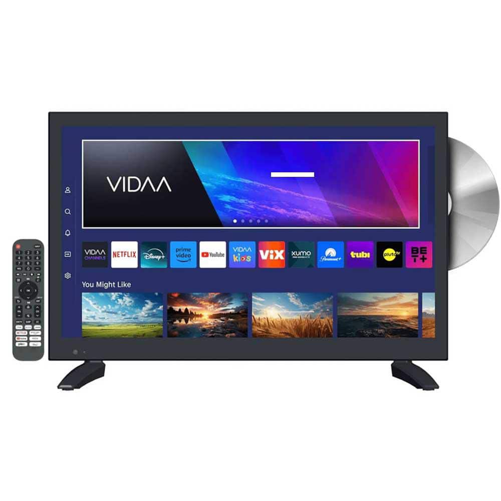 TV LED inteligente de 19 pulgadas con reproductor de DVD, sistema ATSC y NTSC compatible con ACDC