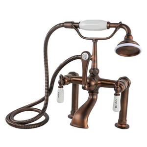 Traditional 2-Handle Deck-Mount Roman Tub Faucet with Handshower in Oil Rubbed Bronze