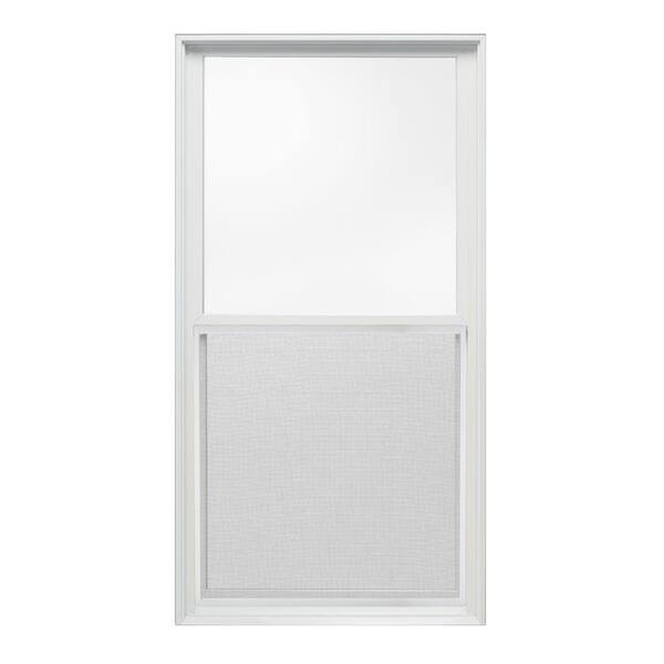 JELD-WEN 29.375 in. x 56 in. W-2500 Series White Painted Clad Wood Double Hung Window w/ Natural Interior and Screen