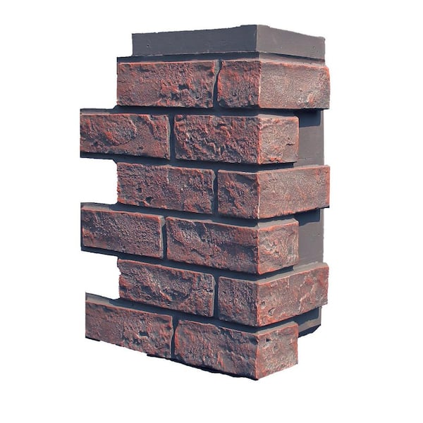 NextStone Brick Antique Red 15.25 in. x 12 in. Polyurethane Faux Stone Siding Corner (4-Pack)