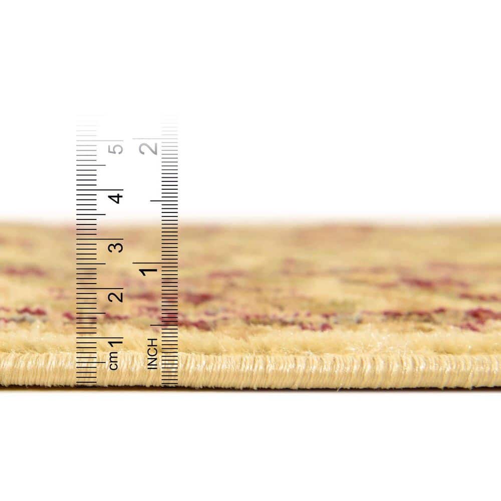Ivory and Gold Rectangular Floral Synthetic Area Rug