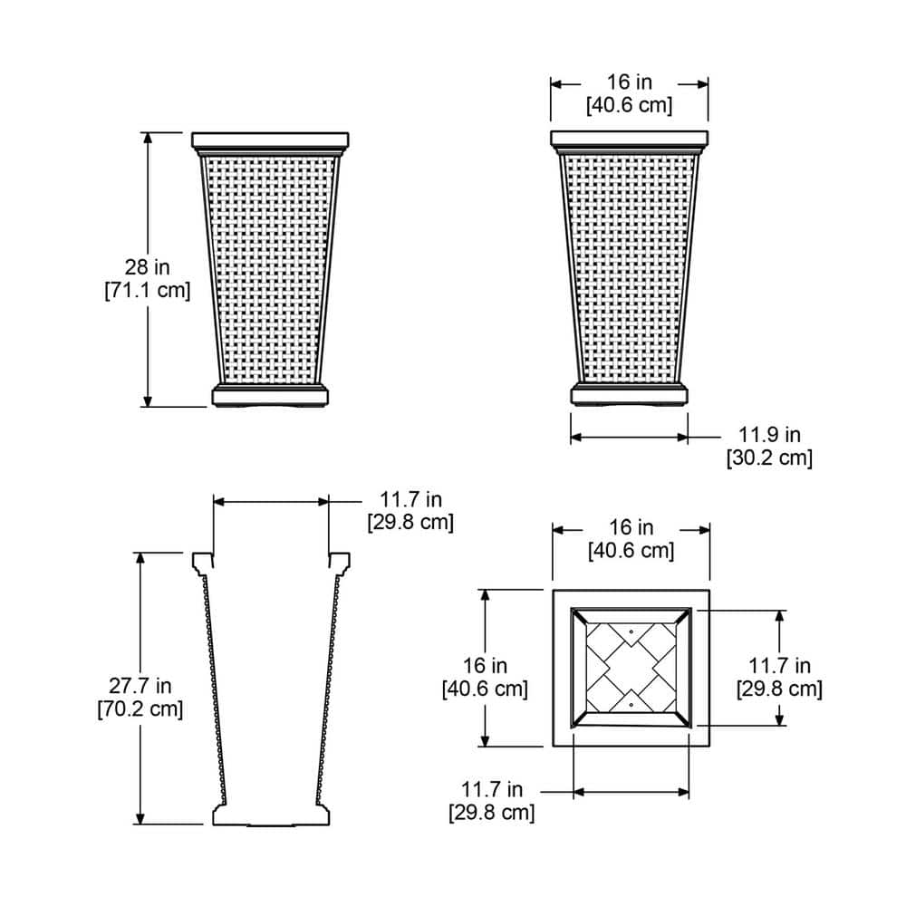 Wellington White Tall Polyethylene Wicker Planter