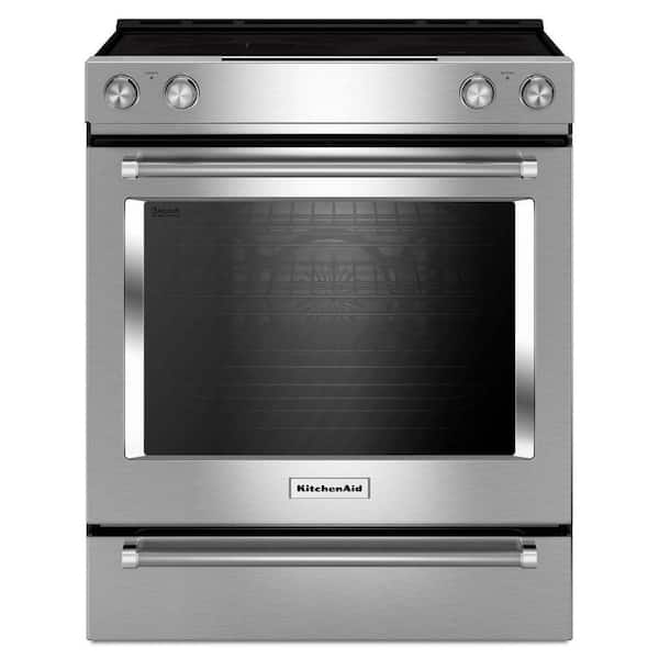 KitchenAid 6.4 cu. ft. Slide-In Electric Range with Self-Cleaning Convection Oven in Stainless Steel