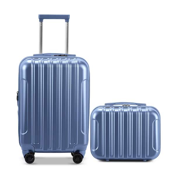 Karl home 2-Piece Blue 14 in. 20 in. ABS&PC with Spinner Carry on Hardshell Lightweight Luggage Set