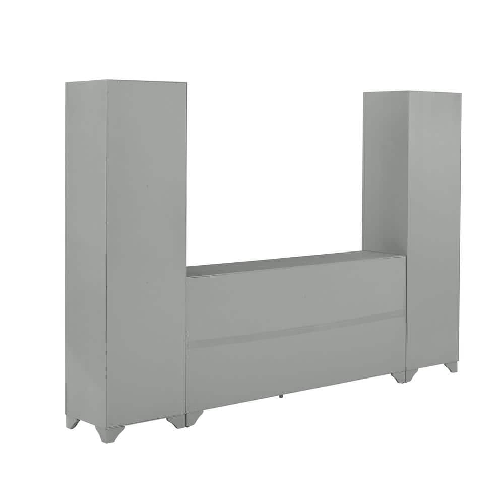 Distressed Gray Adjustable 67" Sideboard and Bookcase Set