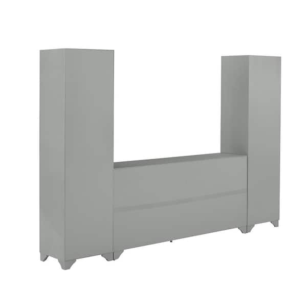 3Pc Tara Sideboard And Bookcase Set Distressed Gray