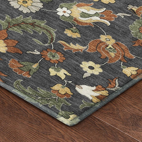 Mayfield Premium Machine Washable Abstract AMF2473 Charcoal 9 ft. x 12 ft. Area Rug