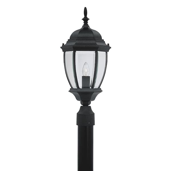 Tiverton 1-Light Black Cast Aluminum Line Voltage Hardwired Outdoor Wet-Rated Post Light with No Bulb Included