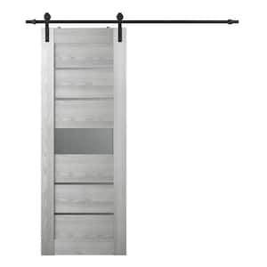 Vona 18 in. x 80 in. 5-Lite Frosted Glass Ribeira Ash Composite Core Wood Sliding Barn Door with Hardware Kit