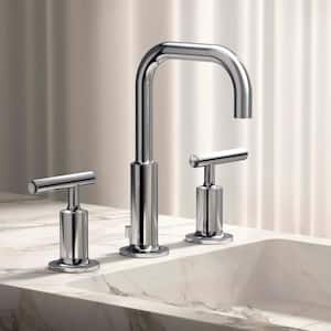 Purist 8 in. Widespread 2-Handle Low-Arc Water-Saving Bathroom Faucet in Polished Chrome with Low Gooseneck Spout