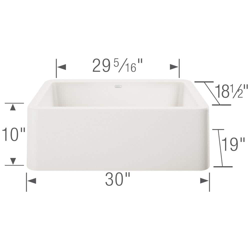 White Stone Drop-in Farmhouse Kitchen Sink, 33" x 22"