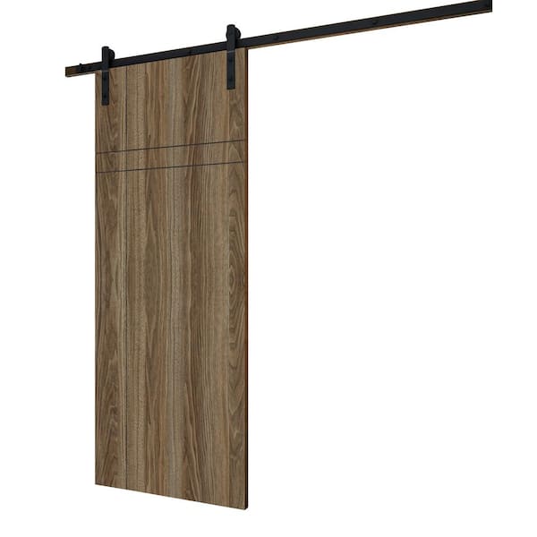 LIFT BRIDGE KITCHEN & BATH 37 in. x 84 in. Viteli Walnut Wood Melamine Interior Barn Door Slab