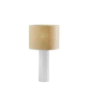 HomeRoots 24 in. Ivory Modern Integrated LED Bedside Table Lamp with ...