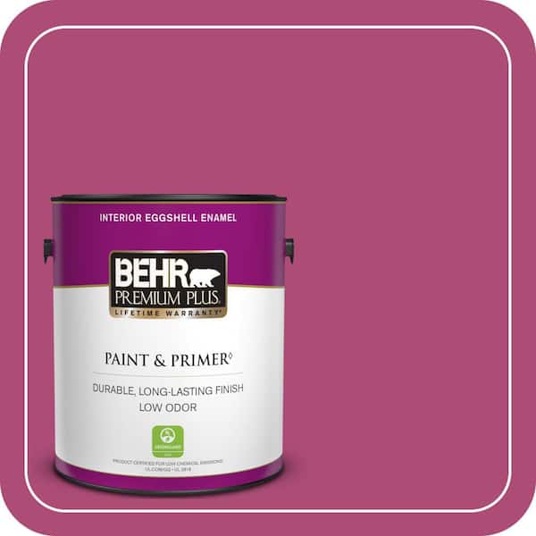 BEHR PREMIUM PLUS 1 gal. #100B-7 Hot Pink Eggshell Enamel Low Odor Interior Paint & Primer
