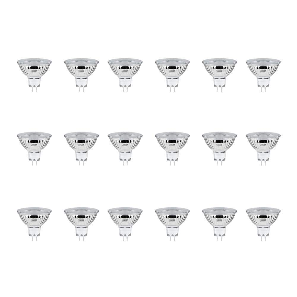 20-Watt Equivalent MR16 GU5.3 Bi-Pin Dimmable Track Lighting 90+ CRI Chrome LED Flood Light Bulb, Daylight (18-Pack) -  Feit Electric, BPBAB/950CA/3/6