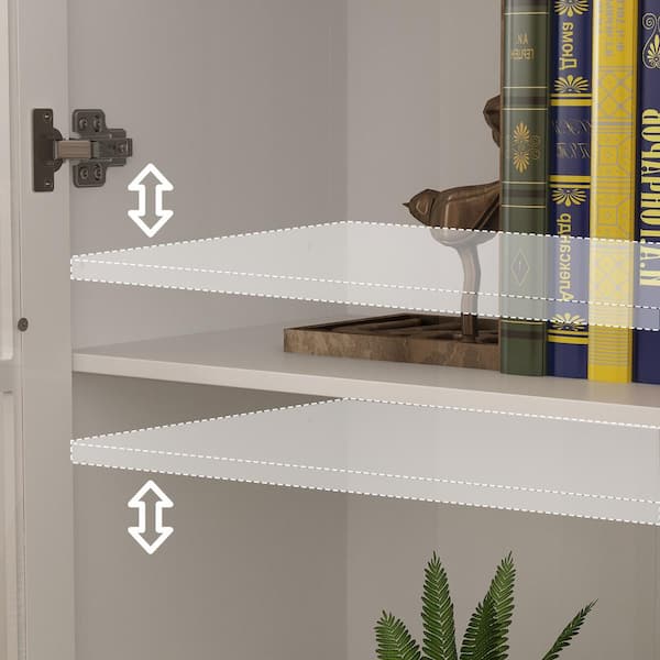 FUFU&GAGA White Wooden 4-Shelf Standard Bookcase Lockers FUFU&GAGA White Wooden 4-Shelf Standard Bookcase Lockers
