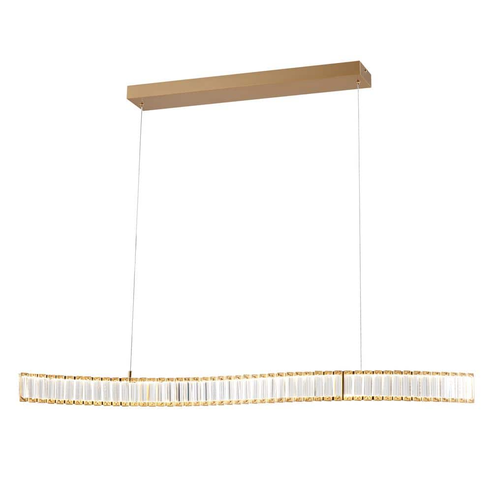 Alexandria 1-Light CCT Technology Integrated LED Brushed Gold Crystal Modern Linear Chandelier for Dinning Room price history on PriceWatchPro