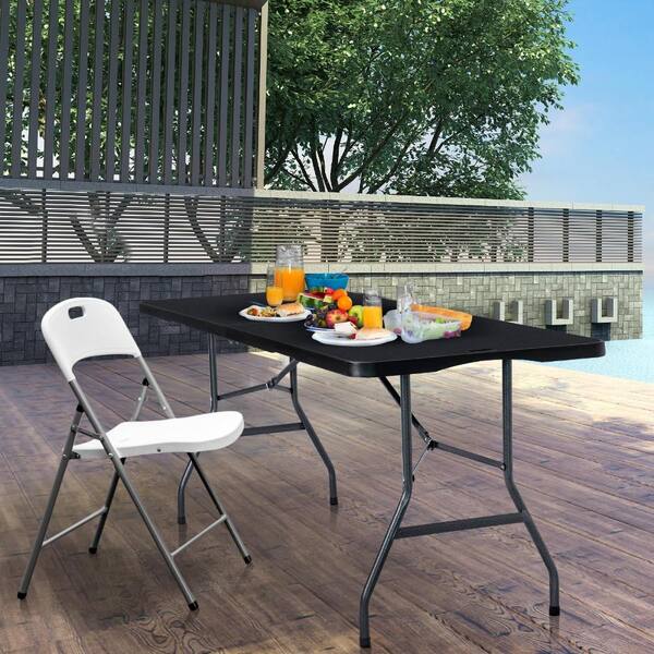70.8 in Folding Table Portable Heavy Duty Utility Table Black 1