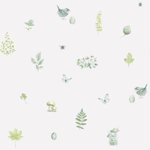 Meadow Spot White/Green Matte Finish Vinyl on Non-Woven Non-Pasted Wallpaper Roll