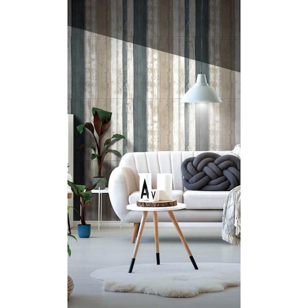 Falkirk Jura II 1/3 in. 28 in. x 28 in. Peel & Stick Beige Brown Teal Faux Planks Foam Decorative Wall Paneling (5-Pack)