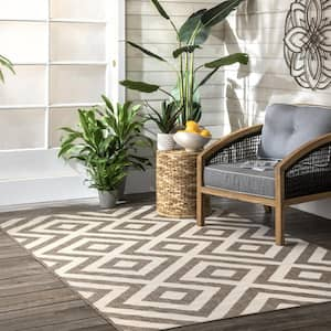 Shane Celtic Trellis Beige 5 ft. x 8 ft. Indoor/Outdoor Patio Area Rug