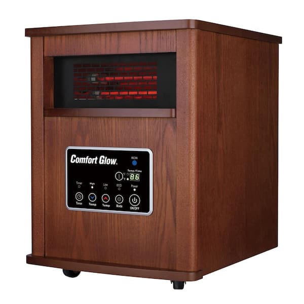 1500-Watt 8-Element Portable Infrared Radiant Quartz Electric Cabinet Space Heater, Auburn Oak, Remote,Timer,ECO Setting