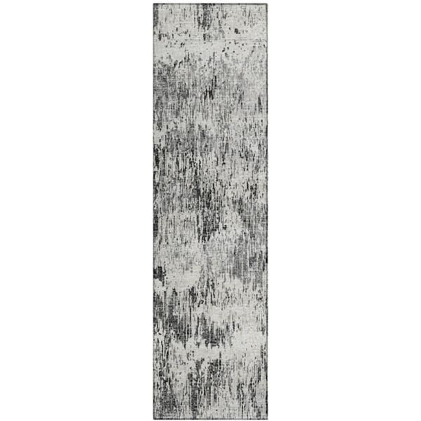 Accord Black 2 ft. 3 in. x 7 ft. 6 in. Abstract Indoor/Outdoor Washable Area Rug