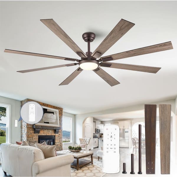 72 in. Indoor/Outdoor 8-Blade LED Bronze Ceiling Fan with Light, DC Motor and Remote Control