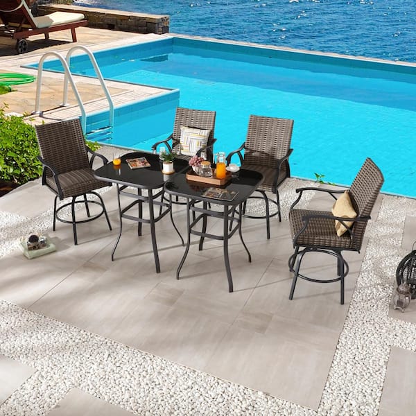 Patio Festival 6Piece Wicker Bar Height Outdoor Dining Set PF19151X2