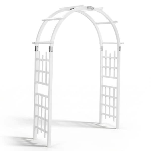 Karl home 85 in. x 58 in. White Wood Garden Arbor Arch Trellis