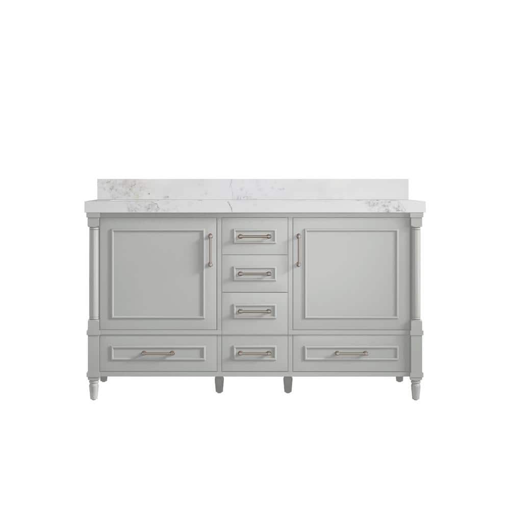 Hudson 60 in. W x 22 in. D x 36 in. H Double Sink Bath Vanity in Coventry Gray with 2 in. Calacatta Nuvo Top price history on PriceWatchPro
