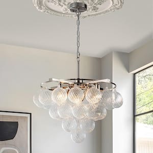 8-Lights Modern/Contemporary Brushed Nickel Tiered Textured Glass Chandelier