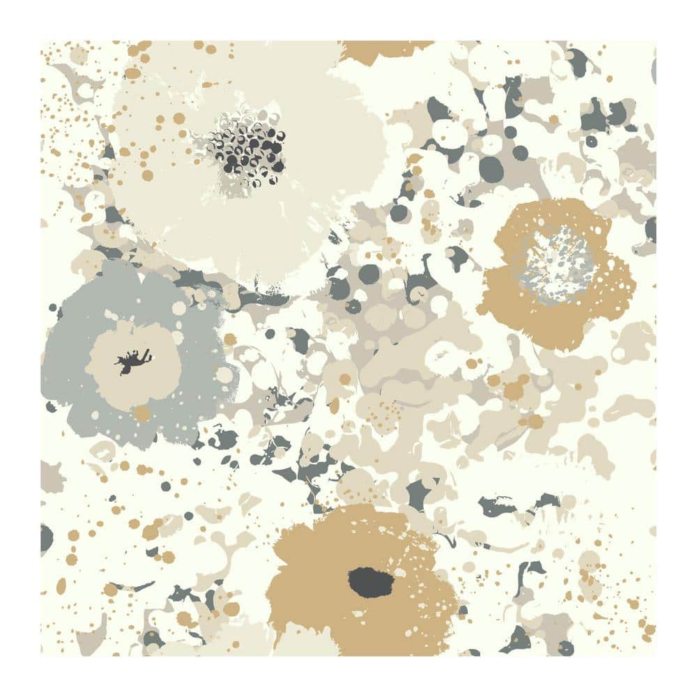 Sample Size Black and Metallic Floral Non-Woven Wallpaper