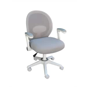 Durable Gray fabric, Seat Adjustable Height Ergonomic Task Chair in Gray/White Finish and Flip-Up Arms