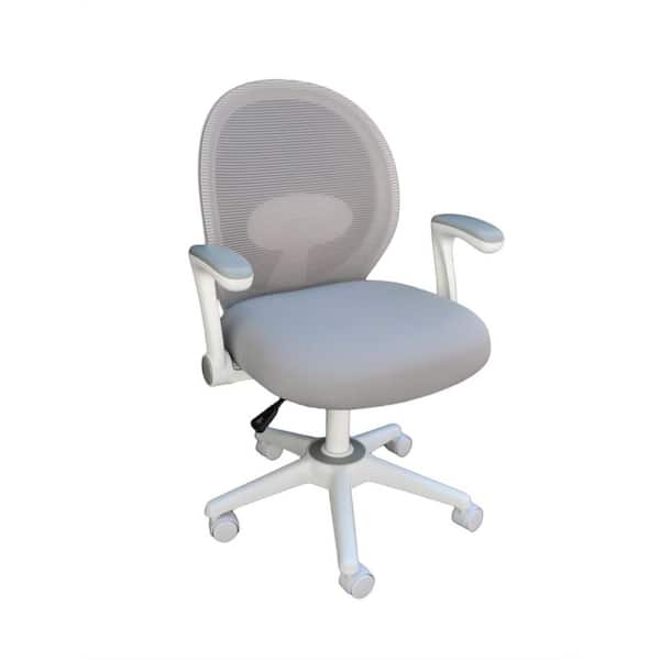 BOSS Office Products Durable Gray fabric, Seat Adjustable Height Ergonomic Task Chair in Gray/White Finish and Flip-Up Arms